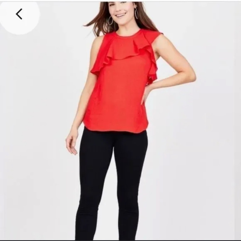Zac & Rachel Coral Sleeveless Ruffle Blouse